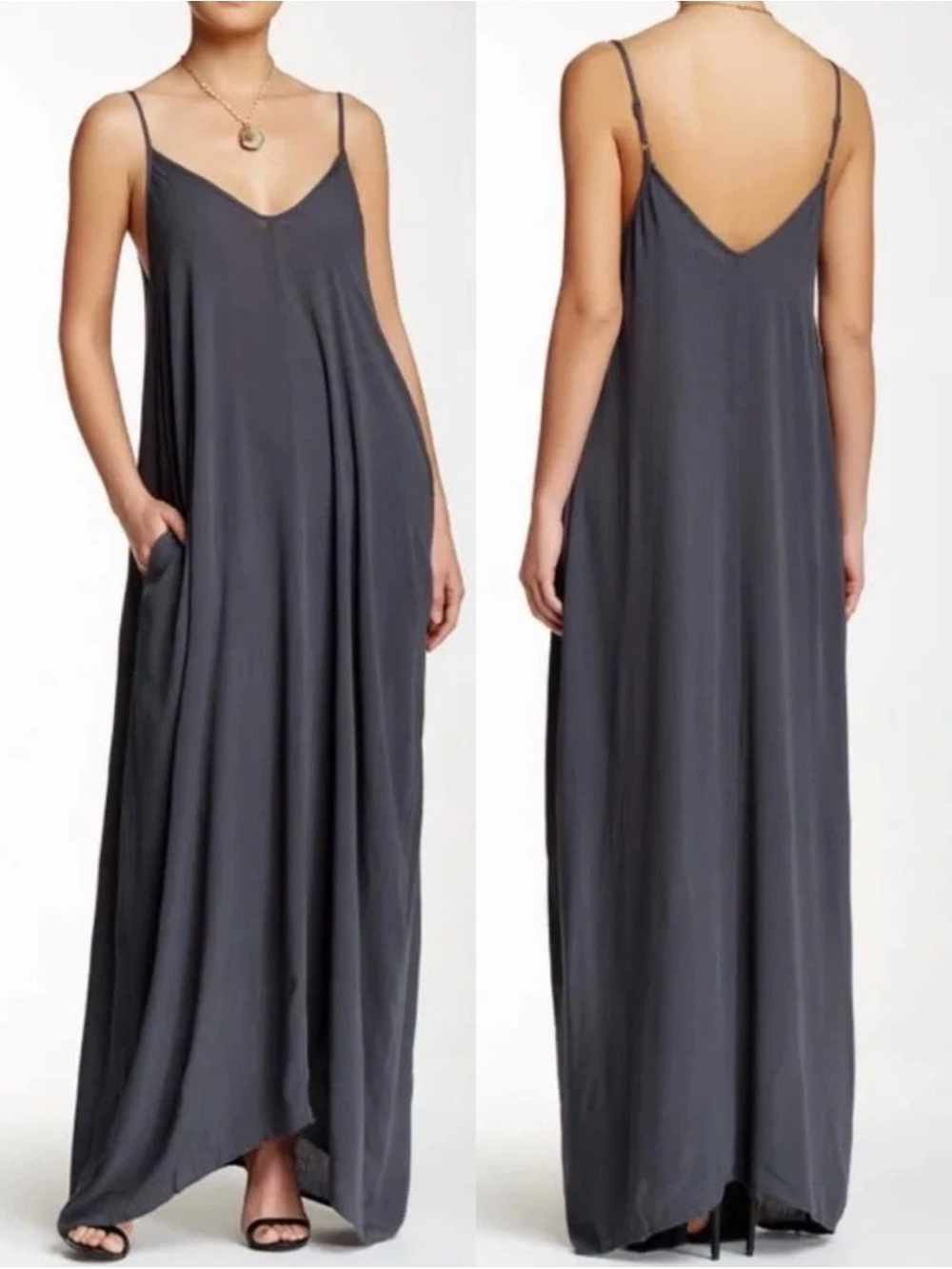Lovestitch Spaghetti Strap Textured Women's Top in Charcoal Gray Size M/L